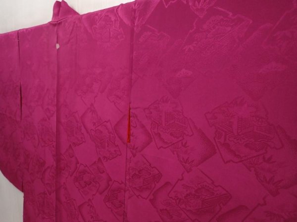 Photo4: 6605T10z420 Antique Japanese Kimono Silk HAORI  Pink-Purple (4)