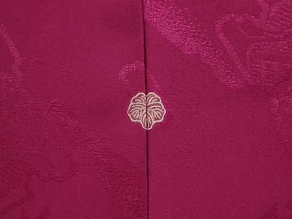 Photo7: 6605T10z420 Antique Japanese Kimono Silk HAORI  Pink-Purple (7)