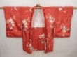 Photo6: 6605T11z390 Antique Japanese Kimono Silk HAORI Flower Red-Pink (6)
