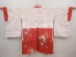 Photo8: 6605T11z390 Antique Japanese Kimono Silk HAORI Flower Red-Pink (8)
