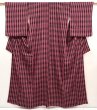 Photo1: 6605T12z850 Vintage Japanese Kimono Silk KOMON Tatewaku Dark pink (1)