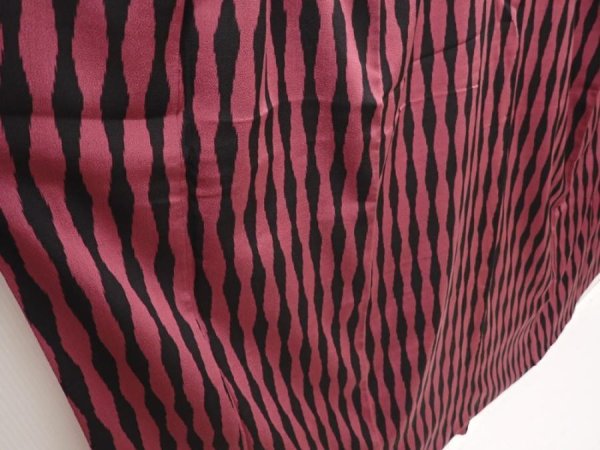 Photo3: 6605T12z850 Vintage Japanese Kimono Silk KOMON Tatewaku Dark pink (3)