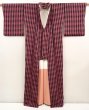 Photo8: 6605T12z850 Vintage Japanese Kimono Silk KOMON Tatewaku Dark pink (8)