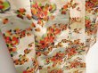 Photo3: 6605T13z650 Vintage Japanese Kimono Silk MEISEN KOMON Flower Oyster white (3)