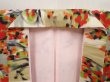 Photo7: 6605T13z650 Vintage Japanese Kimono Silk MEISEN KOMON Flower Oyster white (7)