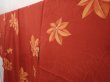Photo2: 6605T14z850 Vintage Japanese Kimono Silk KOMON Maple Red-Brown (2)