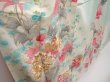 Photo3: 6605T15z830 Vintage Japanese Kimono Silk TSUKESAGE Peony Light blue (3)