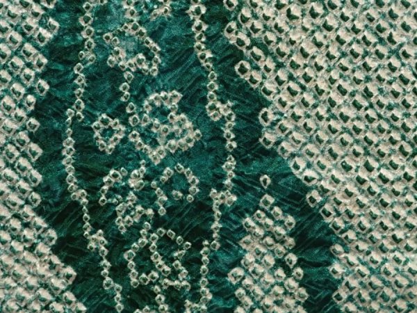 Photo4: 6609T02z440 Vintage Japanese Kimono Silk SHIBORI HAORI  Dull green (4)