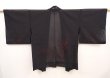 Photo1: 6609T03z270 Vintage Japanese Kimono Silk See through HAORI Flower Black (1)
