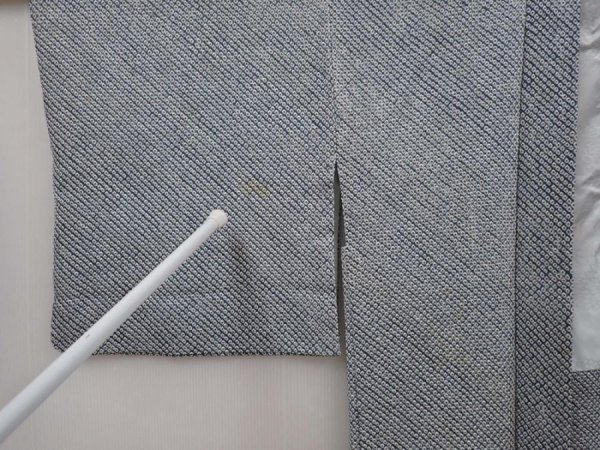 Photo8: 6609T04z510 Vintage Japanese Kimono Silk SHIBORI HAORI Jigami Navy-Gray (8)