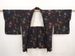 Photo6: 6609T05z620 Vintage Japanese Kimono Silk HAORI  Black (6)