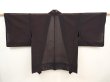Photo1: 6609T06z240 Vintage Japanese Kimono Silk See through HAORI Plants Black (1)