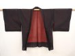 Photo5: 6609T06z240 Vintage Japanese Kimono Silk See through HAORI Plants Black (5)