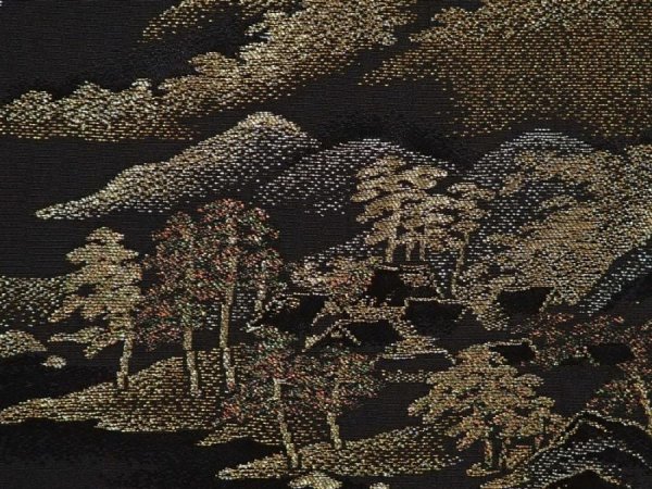 Photo4: 6609T08z490 Vintage Japanese Kimono Silk HAORI Amanohashidate Black (4)