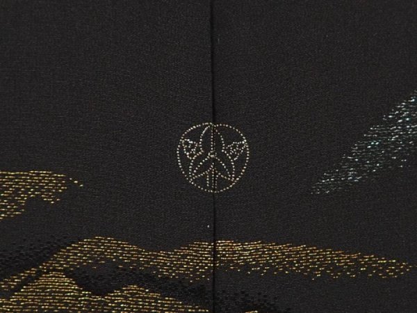 Photo5: 6609T08z490 Vintage Japanese Kimono Silk HAORI Amanohashidate Black (5)