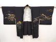 Photo6: 6609T08z490 Vintage Japanese Kimono Silk HAORI Amanohashidate Black (6)