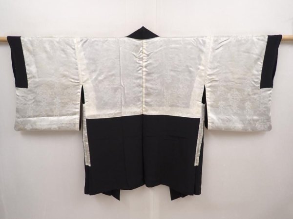 Photo7: 6609T08z490 Vintage Japanese Kimono Silk HAORI Amanohashidate Black (7)