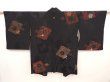 Photo1: 6609T10z640 Vintage Japanese Kimono Silk HAORI Plum blossom Black (1)