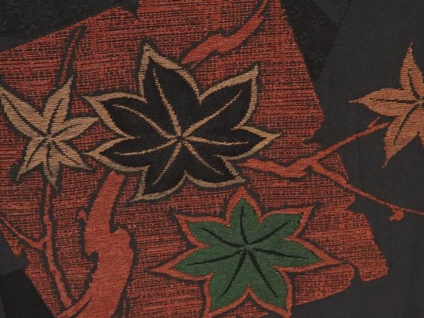 Photo4: 6609T10z640 Vintage Japanese Kimono Silk HAORI Plum blossom Black (4)