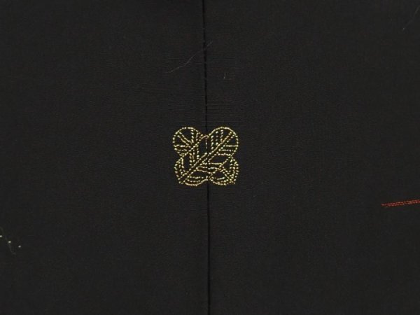 Photo5: 6609T10z640 Vintage Japanese Kimono Silk HAORI Plum blossom Black (5)