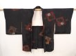 Photo6: 6609T10z640 Vintage Japanese Kimono Silk HAORI Plum blossom Black (6)