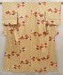 Photo1: 6609T11z740 Vintage Japanese Kimono Silk KOMON Chrysanthemum Champagne (1)