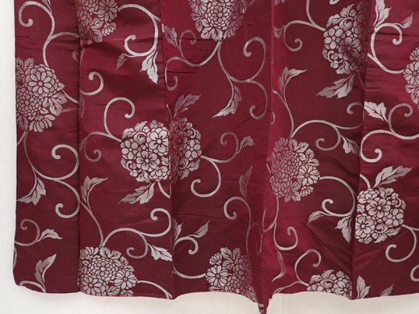 Photo4: 6609T14z590 Vintage Japanese Kimono Silk OMESHI Karahana Dark grape (4)