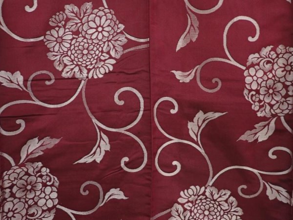 Photo5: 6609T14z590 Vintage Japanese Kimono Silk OMESHI Karahana Dark grape (5)
