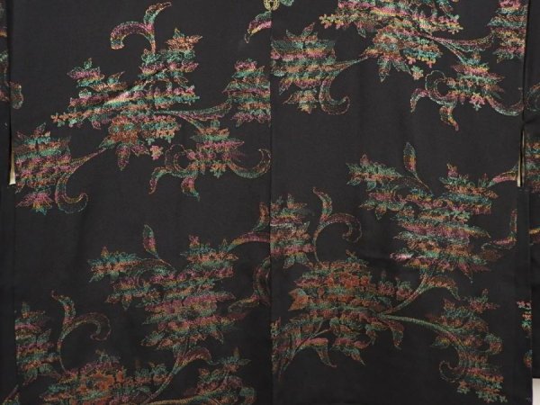 Photo3: 6610T01z560 Vintage Japanese Kimono Silk HAORI Flower Black (3)