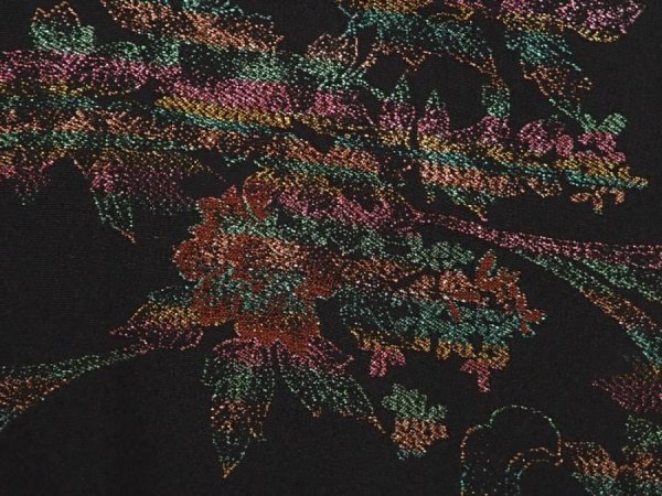 Photo4: 6610T01z560 Vintage Japanese Kimono Silk HAORI Flower Black (4)