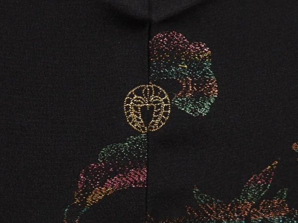 Photo5: 6610T01z560 Vintage Japanese Kimono Silk HAORI Flower Black (5)