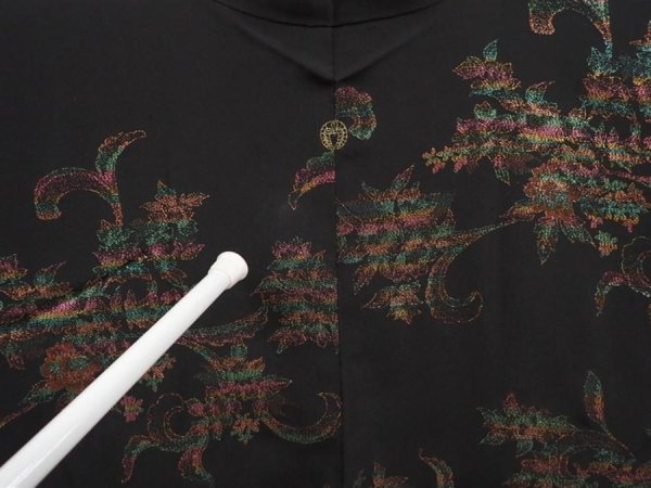 Photo6: 6610T01z560 Vintage Japanese Kimono Silk HAORI Flower Black (6)