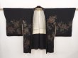 Photo7: 6610T01z560 Vintage Japanese Kimono Silk HAORI Flower Black (7)
