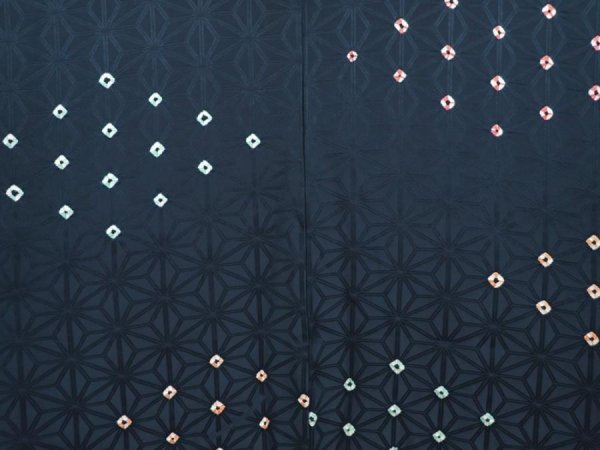 Photo3: 6610T02z550 Vintage Japanese Kimono Silk HAORI Hemp Dark navy (3)