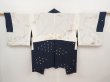 Photo5: 6610T02z550 Vintage Japanese Kimono Silk HAORI Hemp Dark navy (5)