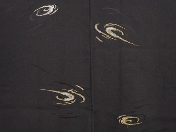 Photo3: 6610T03z550 Vintage Japanese Kimono Silk HAORI Stream Black (3)