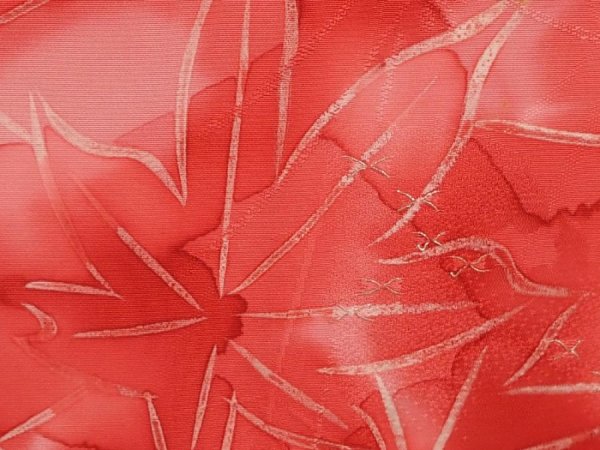 Photo4: 6610T04z560 Vintage Japanese Kimono Silk HAORI Maple Red-Pink (4)