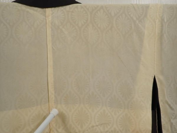 Photo8: 6610T05z670 Vintage Japanese Kimono Silk HAORI Chrysanthemum Dark brown (8)
