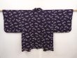 Photo1: 6610T06z470 Vintage Japanese Kimono Silk HAORI Flowers Dark purple (1)