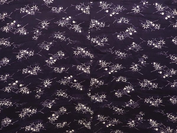 Photo3: 6610T06z470 Vintage Japanese Kimono Silk HAORI Flowers Dark purple (3)