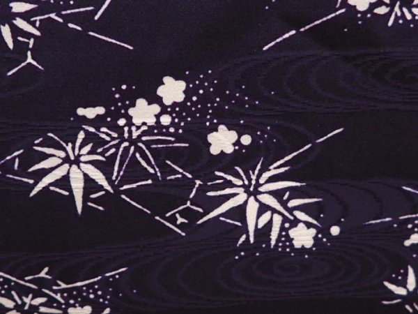 Photo4: 6610T06z470 Vintage Japanese Kimono Silk HAORI Flowers Dark purple (4)