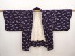 Photo5: 6610T06z470 Vintage Japanese Kimono Silk HAORI Flowers Dark purple (5)