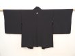 Photo1: 6610T07z590 Vintage Japanese Kimono Silk HAORI Plain Black (1)