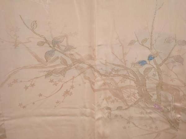 Photo3: 6610T08z510 Vintage Japanese Kimono Silk HAORI Branch Light peach (3)