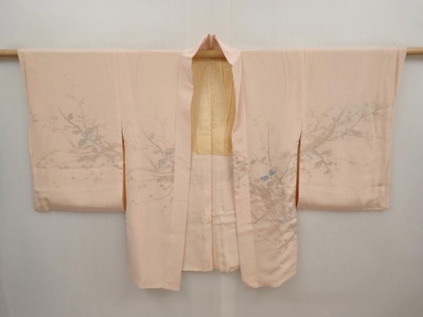 Photo6: 6610T08z510 Vintage Japanese Kimono Silk HAORI Branch Light peach (6)