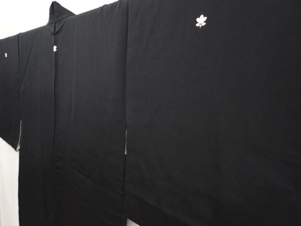 Photo2: 6610T09z700 Vintage Japanese Kimono Silk HAORI Plain Black (2)