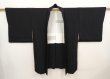 Photo6: 6610T09z700 Vintage Japanese Kimono Silk HAORI Plain Black (6)