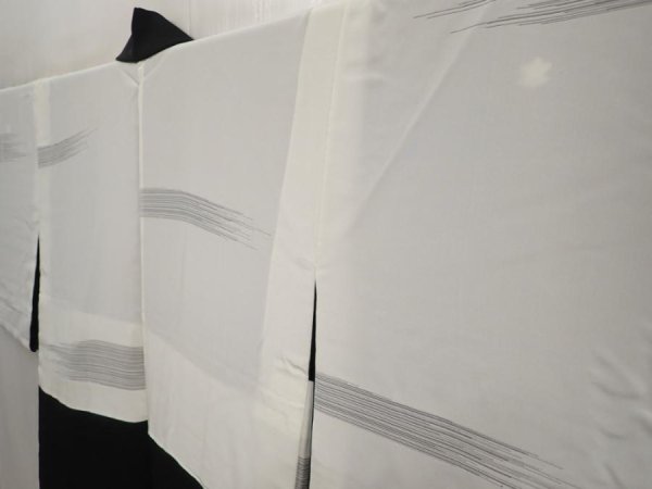 Photo8: 6610T09z700 Vintage Japanese Kimono Silk HAORI Plain Black (8)
