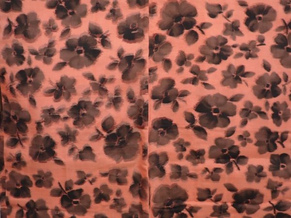 Photo3: 6610T10z400 Vintage Japanese Kimono Silk MEISEN HAORI Flower Dark coral (3)