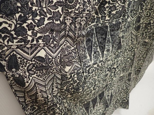 Photo3: 6610T12z930 Vintage Japanese Kimono Silk KOMON Flowers Black (3)